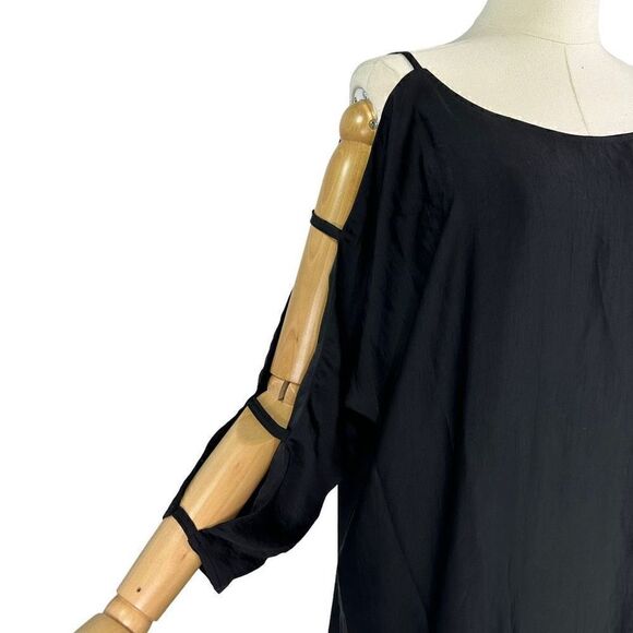 HATCH Maternity Contemporary  Minimalist Cut Out Dolman Sleeve Black Shift Dress - Picture 3 of 9